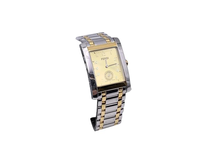 Fendi Gold and Silver Stainless Steel 7000 G Wrist Watch Rectangular Silvery  ref.855181