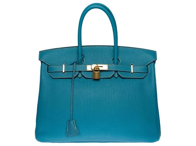 Hermès Hermes Birkin handbag 35 IN SAINT-CYR BLUE TOGO LEATHER100786  ref.855278