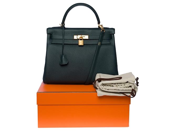 Hermès Hermes Kelly bag 32 in Green Leather - 100969  ref.855297