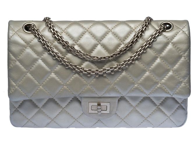 Mademoiselle Sac CHANEL 2.55 en Cuir Argent - 100179 Argenté