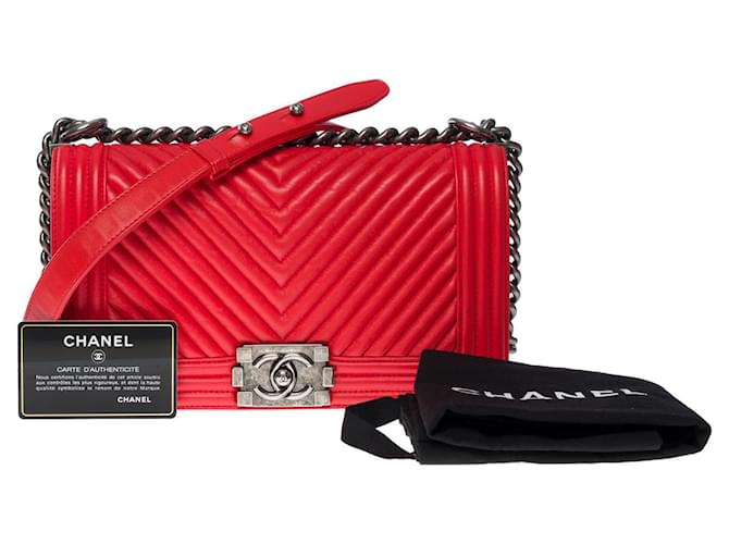 CHANEL Boy Bag in Red Leather - 101034  ref.855338