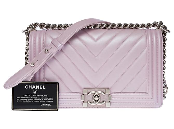 CHANEL Boy Bag in Purple Leather - 101036  ref.855366