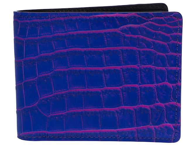 New-Rare Virgil Abloh FW 2022-Multiple Wallet in Blue/Pink Crocodile leather