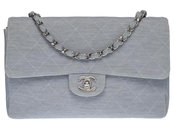 Chanel TIMELESS FLAP BAG CROSSBODY BAG IN SKY BLUE JERSEY-100444 Cotton  ref.855391 - Joli Closet
