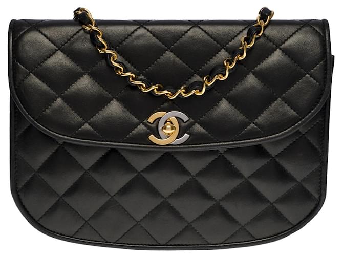 Chanel SAC BANDOULIÈRE CLASSIQUE FLAP BAG EN CUIR D'AGNEAU MATELASSE NOIR-100387  ref.855393