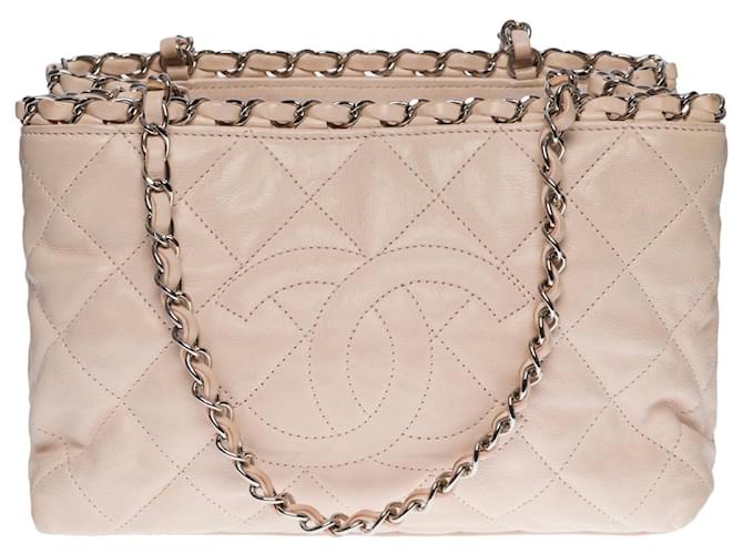 CHANEL MINI TOTE BAG IN POWDER PINK QUILTED LAMB LEATHER -100421  ref.855396