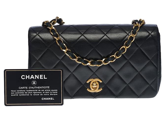 Timeless CHANEL CLASSIQUE MINI FULL FLAP CROSSBODY BAG IN BLACK QUILTED LAMB LEATHER -100399  ref.855398