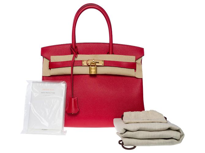 Hermès Sac HERMES Birkin 30 en Cuir Rouge - 101082