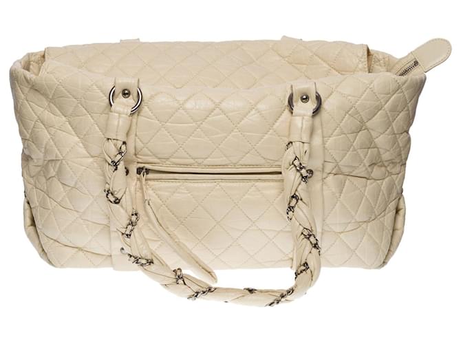 Chanel tote bag xl in ivory quilted leather - 100360 Cream ref.855421 -  Joli Closet