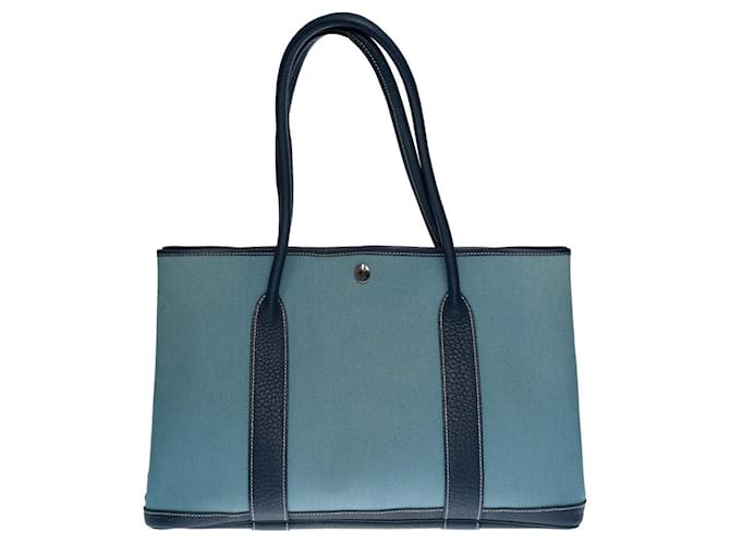 Garden Hermès HERMES Gartenparty-Tasche aus blauem Denim - 116397437 Jeans  ref.855428