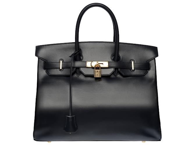 Hermès Exceptional & Rare Hermes Birkin handbag 35 IN INDIGO BLUE BOX LEATHER100795 Navy blue  ref.855439