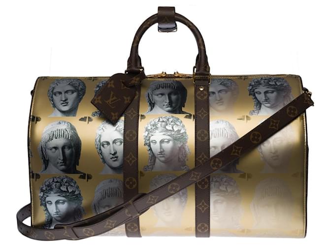 Louis Vuitton Keepall travel bag 45 gold leather fornasetti-3335017753 Golden Cloth  ref.855477