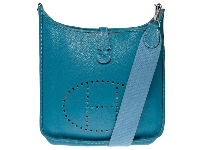 Hermès Evelyne shoulder bag 29 blue leather jeans-101093