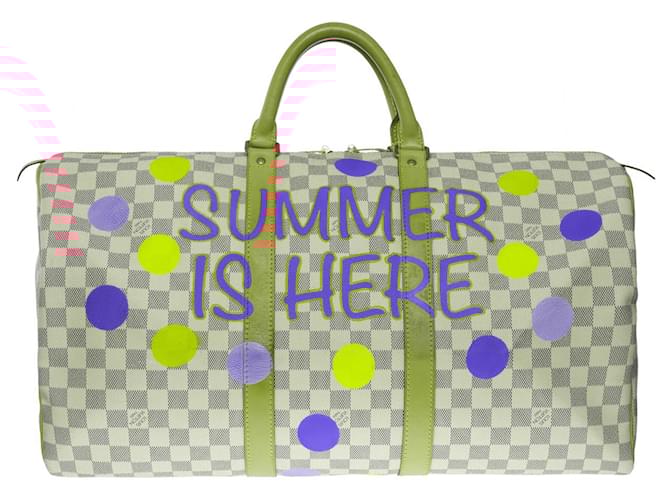 LOUIS VUITTON Keepall Bag in White Canvas - 101063 Cloth  ref.855489