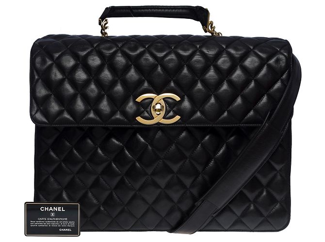 Chanel borsa a tracolla in pelle nera-101091 Nero