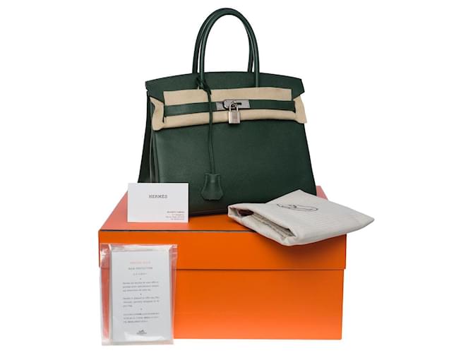 Hermès HERMES BIRKIN BAG 30 in Green Leather - 101116  ref.855501