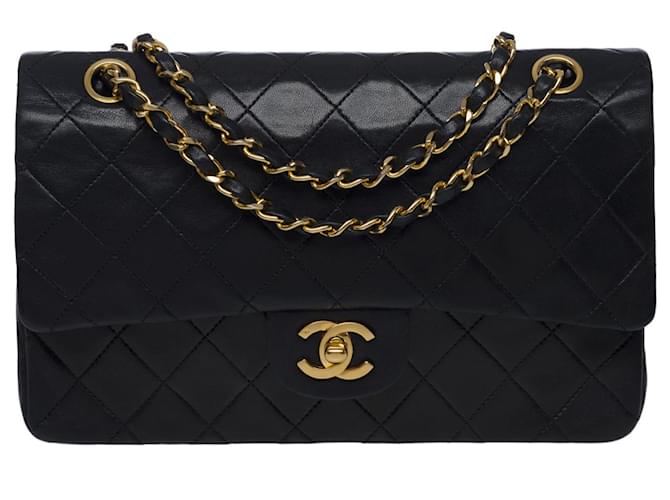 CHANEL TIMELESS MEDIUM lined FLAP CROSSBODY BAG IN BLACK QUILTED LAMB LEATHER - 100586  ref.855519