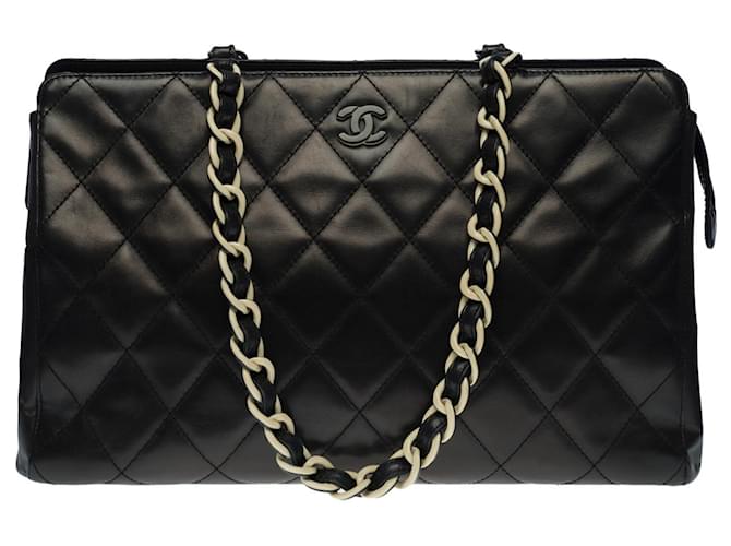 CHANEL TOTE BAG IN BLACK QUILTED LEATHER -100609  ref.855520