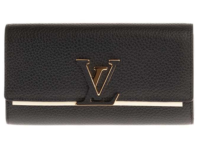 LOUIS VUITTON CAPUCINES WALLET IN BLACK AND PINK TAURILLON LEATHER