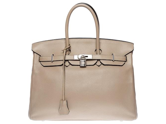 Hermès HERMES BIRKIN BAG 35 in Gray Leather - 100665 Grey  ref.855541