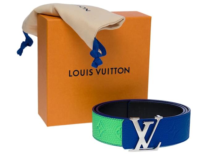 SOLD OUT - LOUIS VUITTON TAURILLON ILLUSION BLUE AND GREEN BELT -100700 Leather  ref.855556