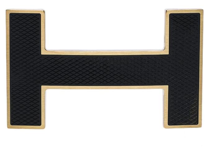 Hermès HERMES QUIZZ BELT BUCKLE IN GOLD METAL WITH BRUSHED BLACK BACKGROUND Golden  ref.855566
