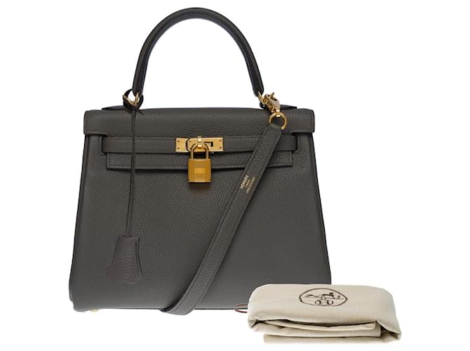 Hermès Hermes Kelly bag 25 in Gray Leather - 100756 Grey  ref.855580