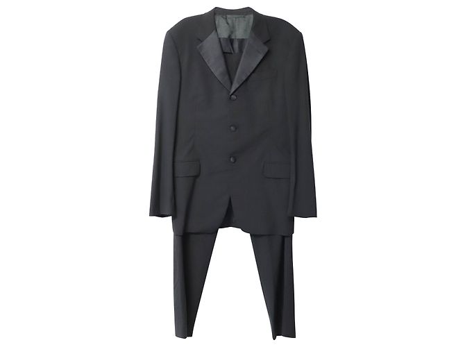Prada Completo Giacca Monopetto e Tailleur Pantalone in Lana Nera