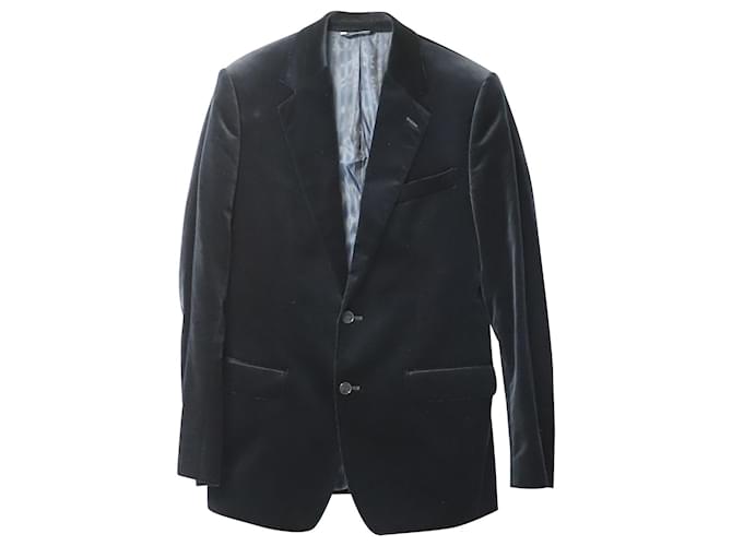 Dolce & Gabbana Blazer Jacket in Midnight Blue Velvet  ref.856476