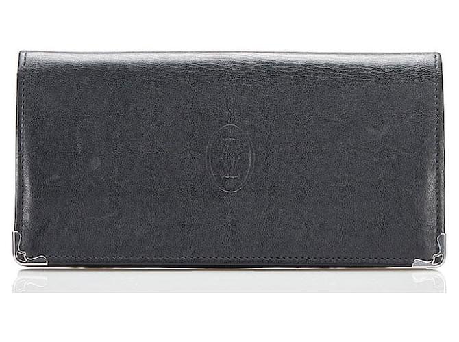 Must De Cartier Leather Wallet Black Pony-style calfskin  ref.856601