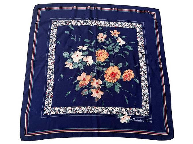 Lenço Christian Dior de seda azul