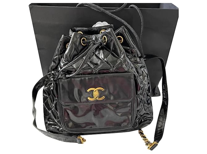 Chanel Black Backpack Patent leather  ref.856715