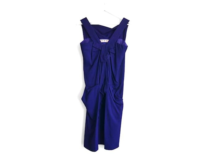 Marni Purple Draped Crepe Dress Viscose  ref.856716