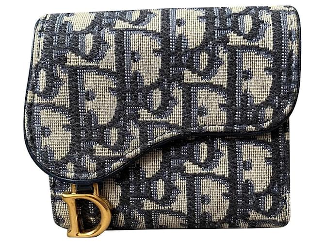 Saddle Lotus Wallet Blue Dior Oblique Jacquard