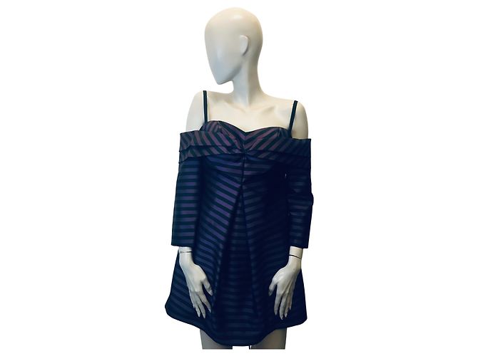 Robe rayée Mangano Noir Violet
