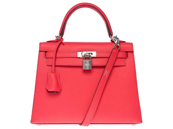 Hermès Sac HERMES Kelly 25 en Cuir Rose - 101134  ref.857053