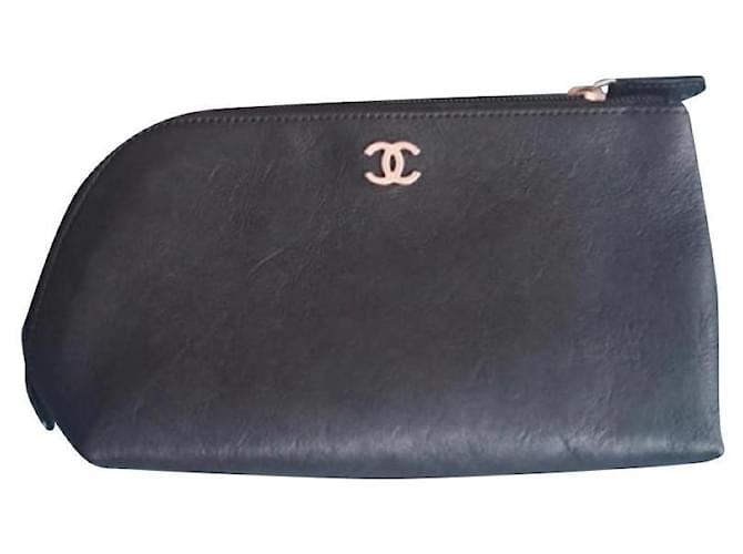 Chanel Clutch-Taschen Schwarz Leder  ref.857083