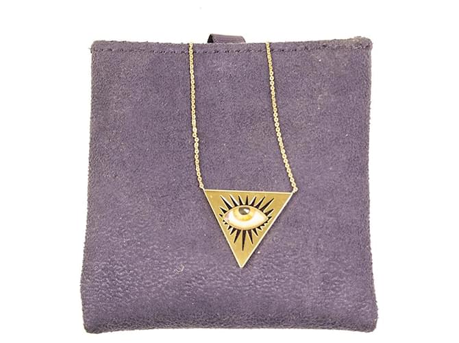 Autre Marque LITO 14K yellow gold "Isida Petit Jaune" necklace with small yellow enameled eye  ref.857467