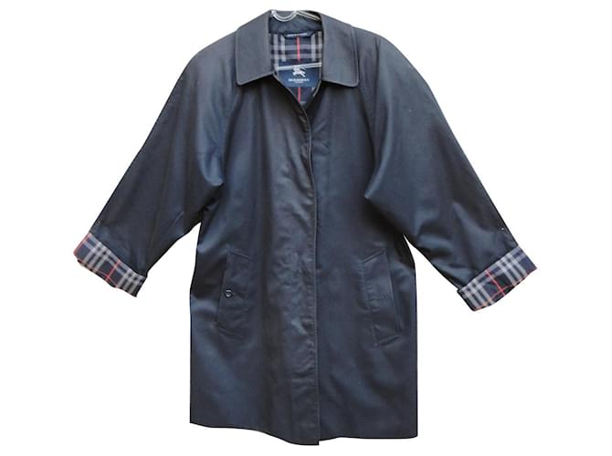 Burberry raincoat Markfield model size 38 Navy blue Cotton Polyester  ref.857469