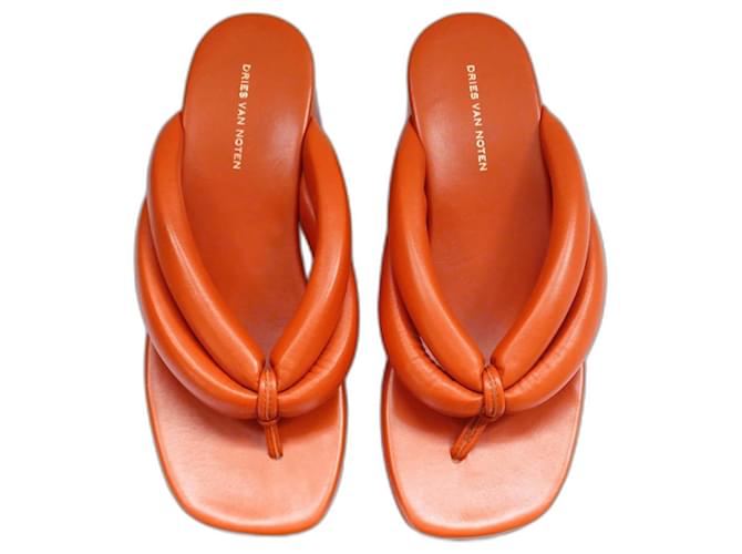 Dries Van Noten Platform Thong Sandals Vermillion Orange Dries Van Noten Platform Thong Sandals Vermillion Orange