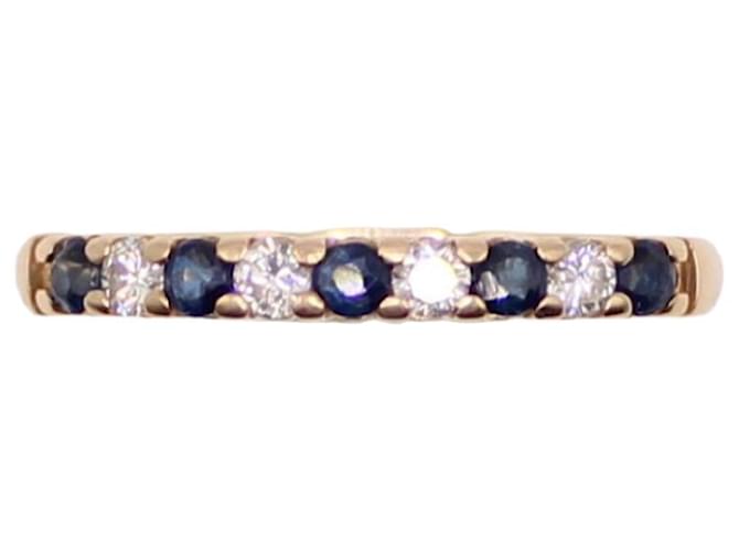 Autre Marque Ring aus Gelbgold 750%o halber Ehering mit Saphir und Diamant Gold hardware Gelbes Gold  ref.857488