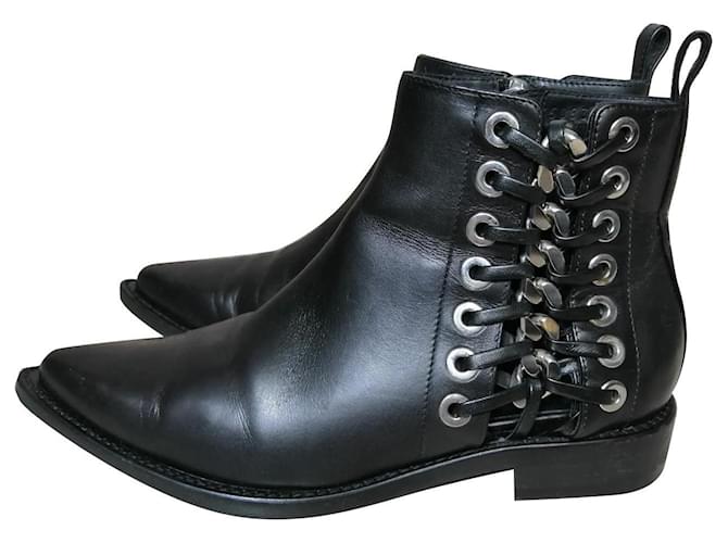 Alexander Mcqueen Ankle Boots Black Leather  ref.857490