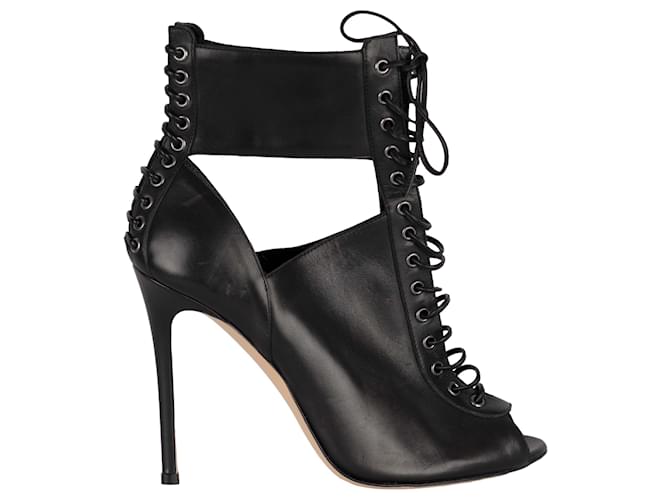 Gianvito Rossi Lace-up Ankle Boots Black Leather  ref.857767