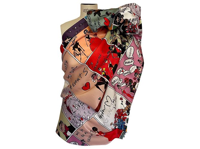 Autre Marque Top Asimétrico Albert Elbaz Estampado Poliéster Multicolor