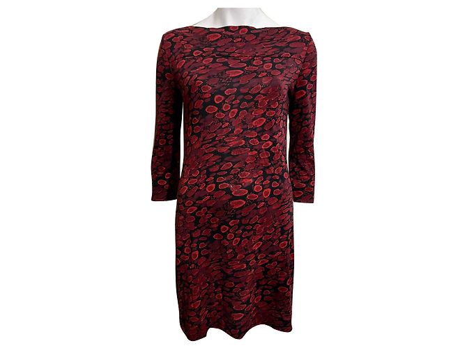 Diane Von Furstenberg Ruri Seidenjersey Kleid Schwarz Bordeaux