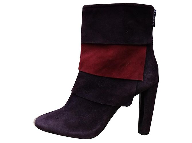 Stuart Weitzman Leather Ankle Boots Dark Purple Burgundy Dark red