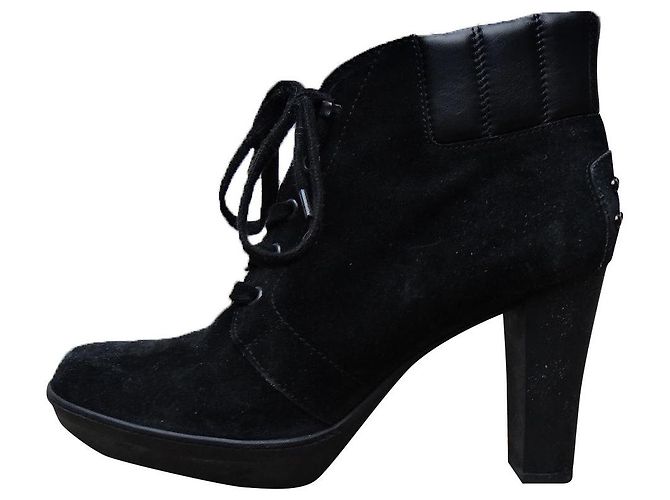 Botines con cordones de cuero negro Tod's