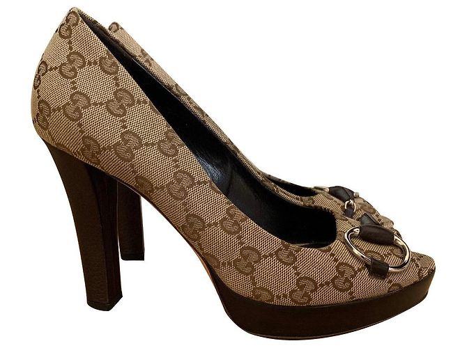 Décolleté Gucci Monogram Marrone Beige