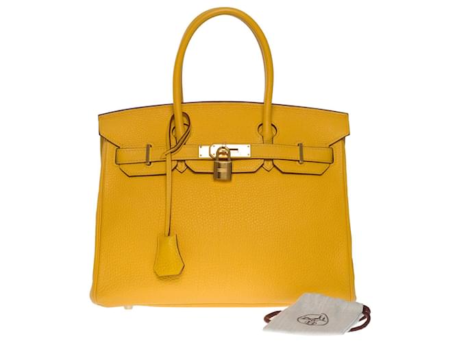 Hermès HERMES BIRKIN BAG 30 in Yellow Leather - 101104  ref.857853