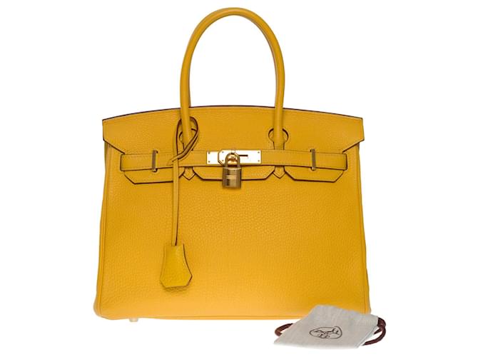 Hermès Bolsa Hermes Birkin 30 em couro amarelo - 101104  ref.857853